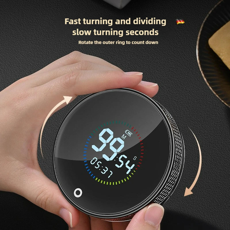 USB Charging Electronic Timer Magnetic Suction Rotary Timer Kitchen Baking Student Countdown Manage